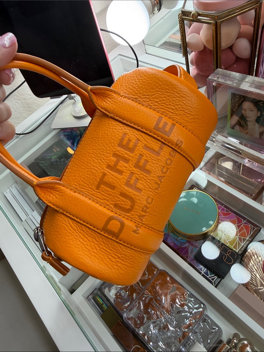 Marc Jacobs Mini Duffle Bag in Bright Orange Pebbled Leather - Picture 10 of 10
